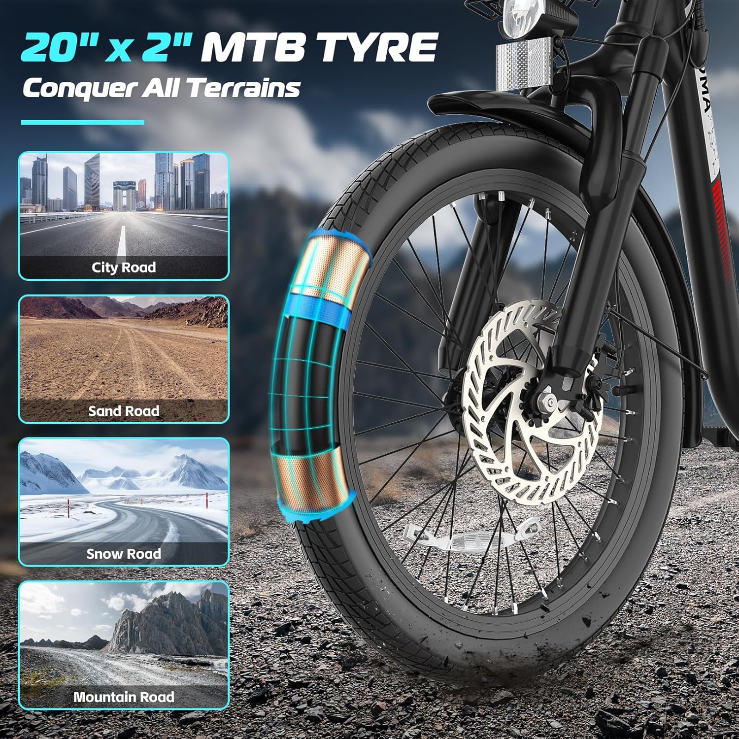 Electric Scooter with Seat – 20" Fat Tire Commuter E-Bike with Adjustable Seat, Basket & Removable Power System